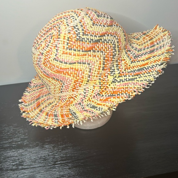 Echo NY Multicolour Paper Straw Brim Sun Hat Boho Chic Vacation Beach Hat NWT - Picture 5 of 12
